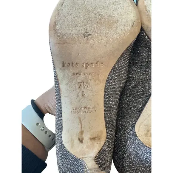 Kate Spade Womens Juliette Bow Toe Dress Pumps Sparkly Wedding Evening SIZE 7.5 - Picture 7 of 11